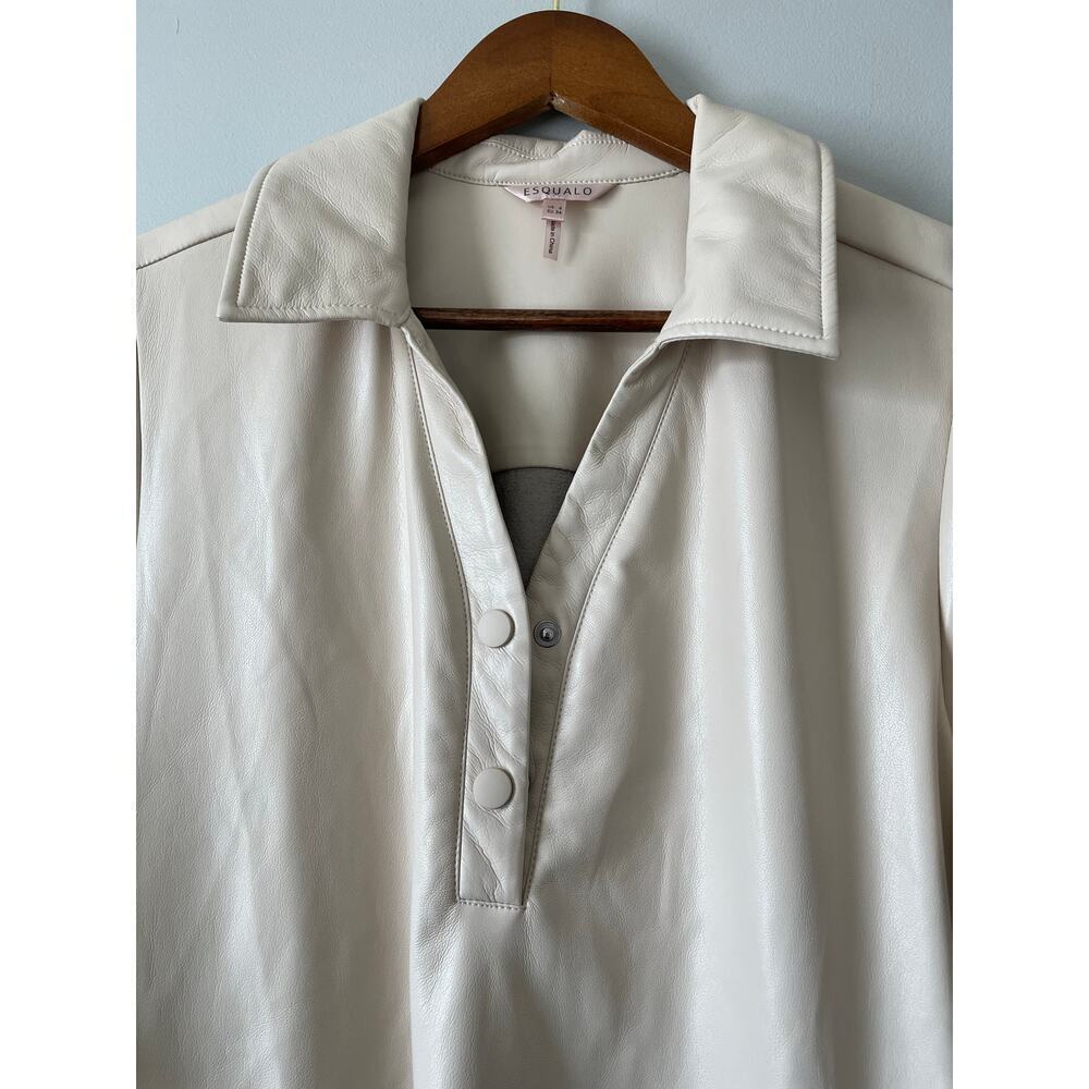 EsQualo super soft vegan leather shirt dress cream size 4 - Picture 8 of 14